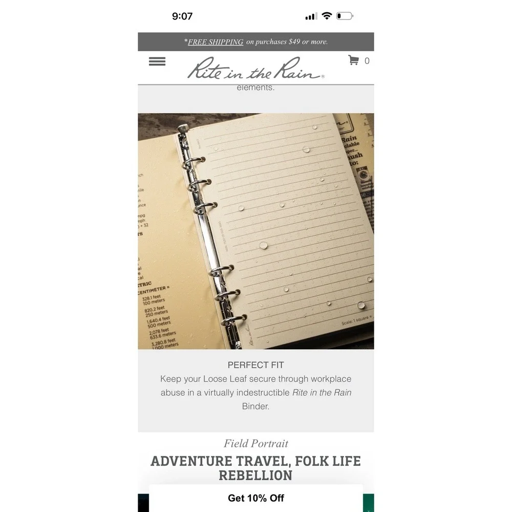 Rite in the Rain Weatherproof Loose Leaf Paper 4 5/8